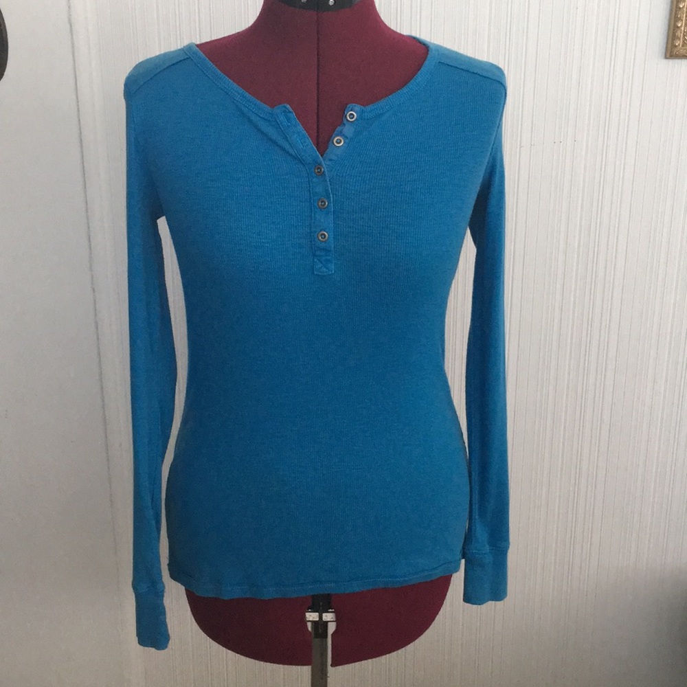 Mossimo Blue Henley Long Sleeve Sz M